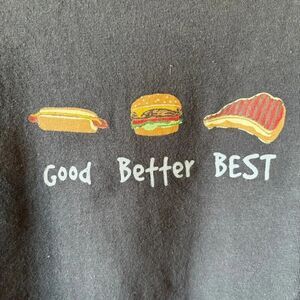 Positivitees Good Better Best Steak Tee Black 2XL